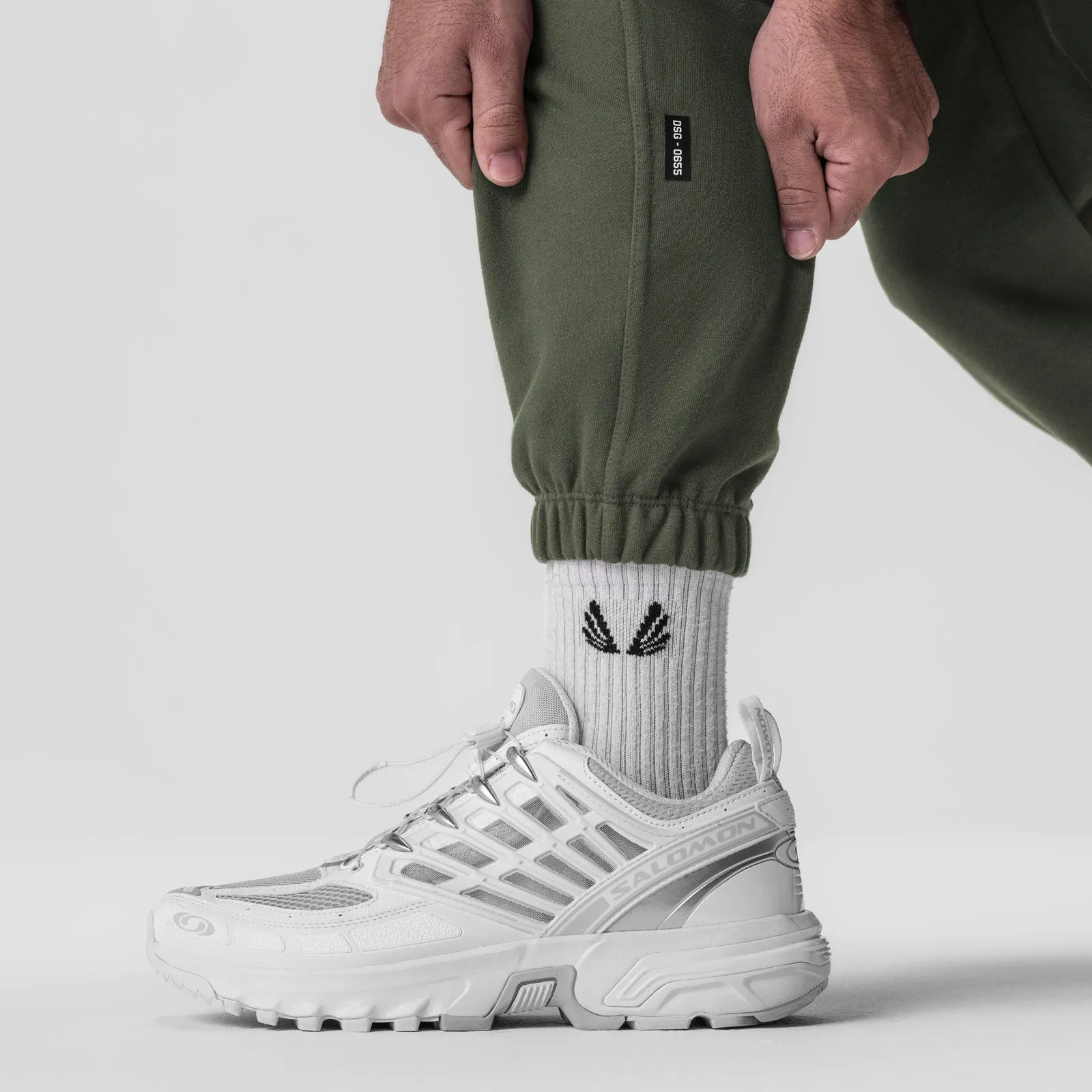 0655. Tech-Terry? Oversized Sweats - Olive "Emblem" Soft Brush Lining