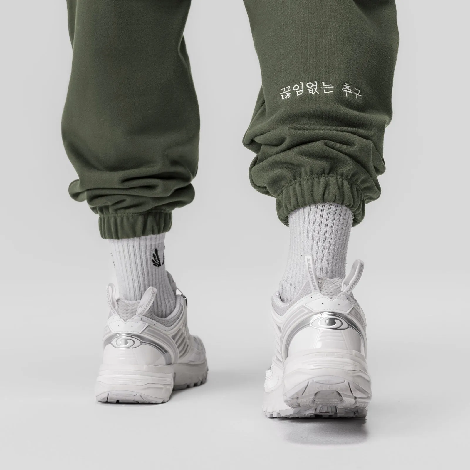 0655. Tech-Terry? Oversized Sweats - Olive "Emblem" Performance Comfort Comfy Waistband