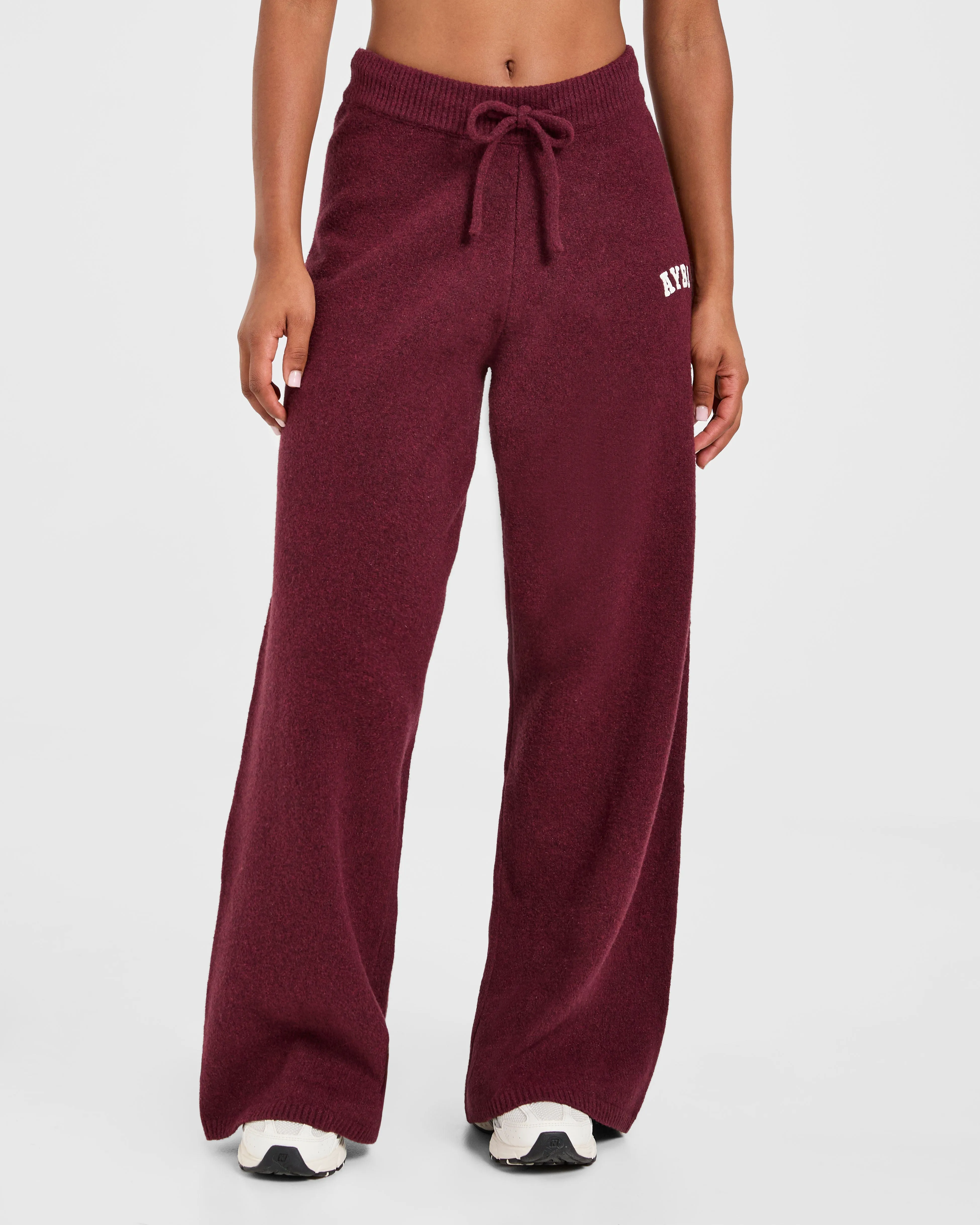 Varsity Oversized Knitted Joggers - Burgundy Fable Breathable Lining