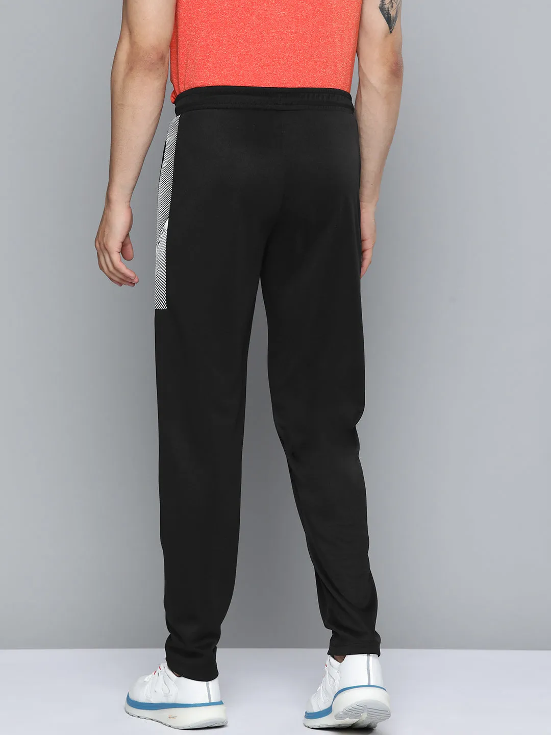 Simple Fit Contoured Panel Design Alcis Men Black Solid Track Pants