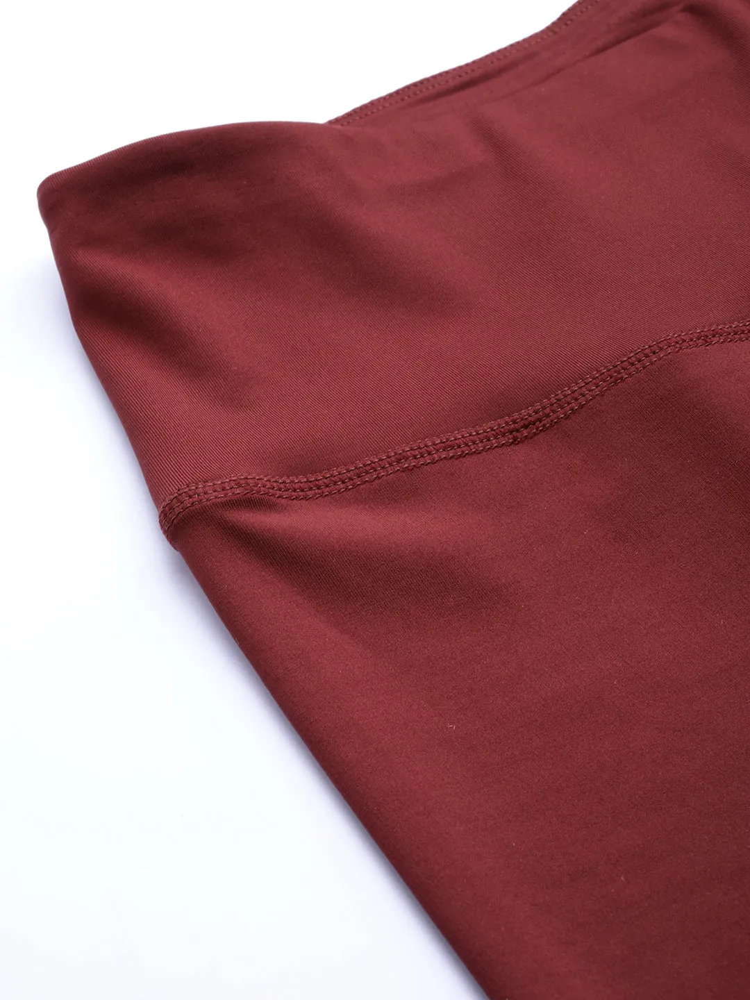 Breathable Weave Alcis Women Burgundy Solid Cropped Tights