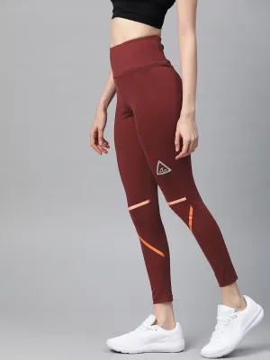 Alcis Women Burgundy Solid Cropped Tights Yoga Class Quick Dry Ultra Durable