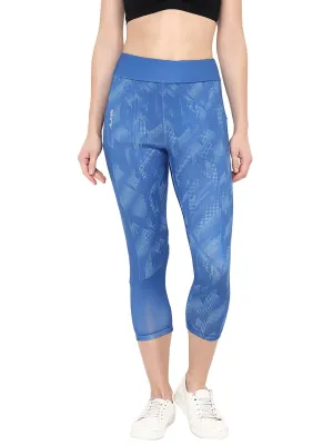 Beginner Level High Waist Alcis Women Printed Navy Blue Tights
