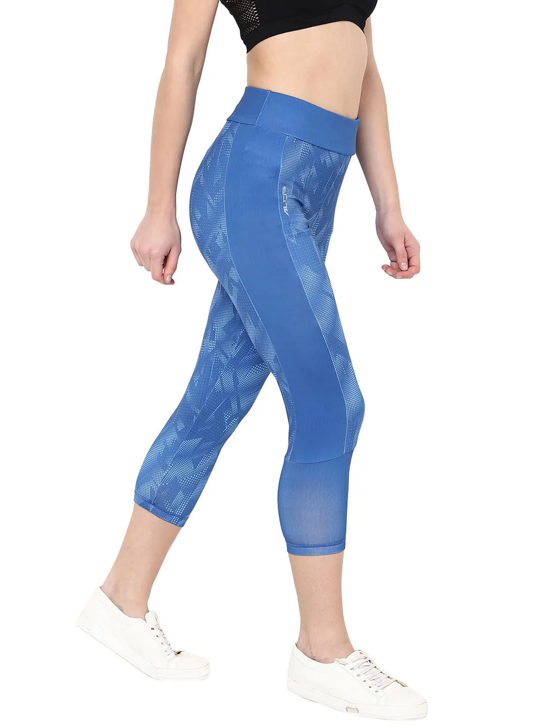Alcis Women Printed Navy Blue Tights Fit Control Active Lifestyle Four Way