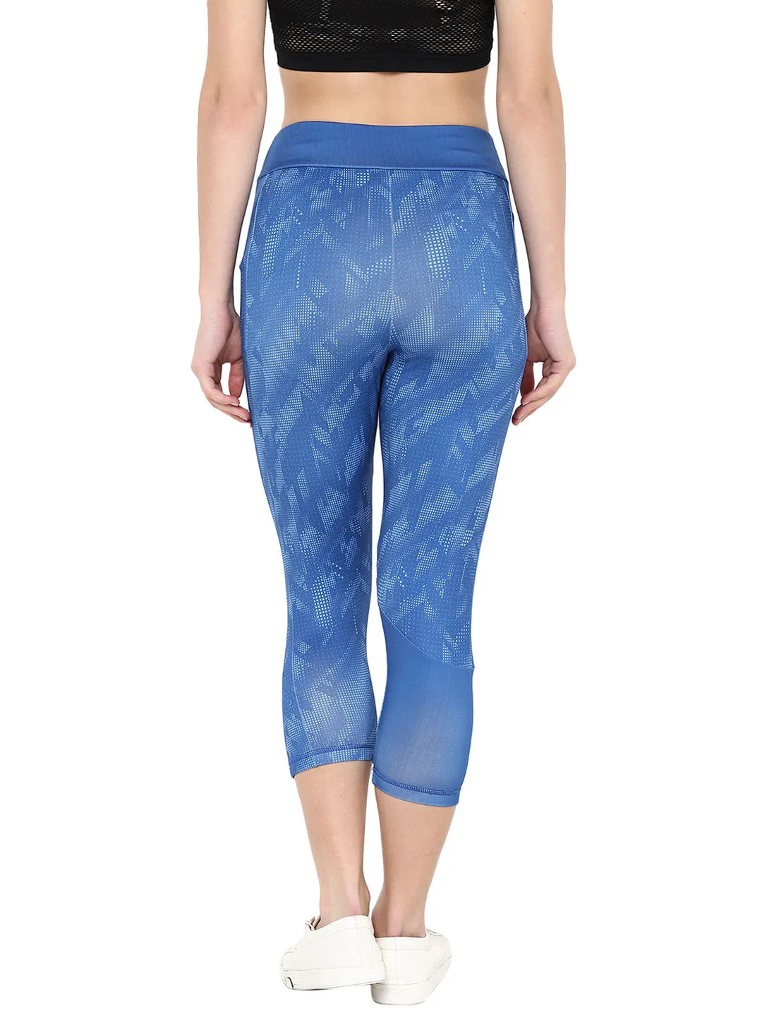 Smooth Finish Petite Size Camping Gear Alcis Women Printed Navy Blue Tights