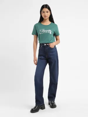 No Fuss Wear Go-to Comfort Women's Blue Ribcage Straight Fit High Rise Jeans