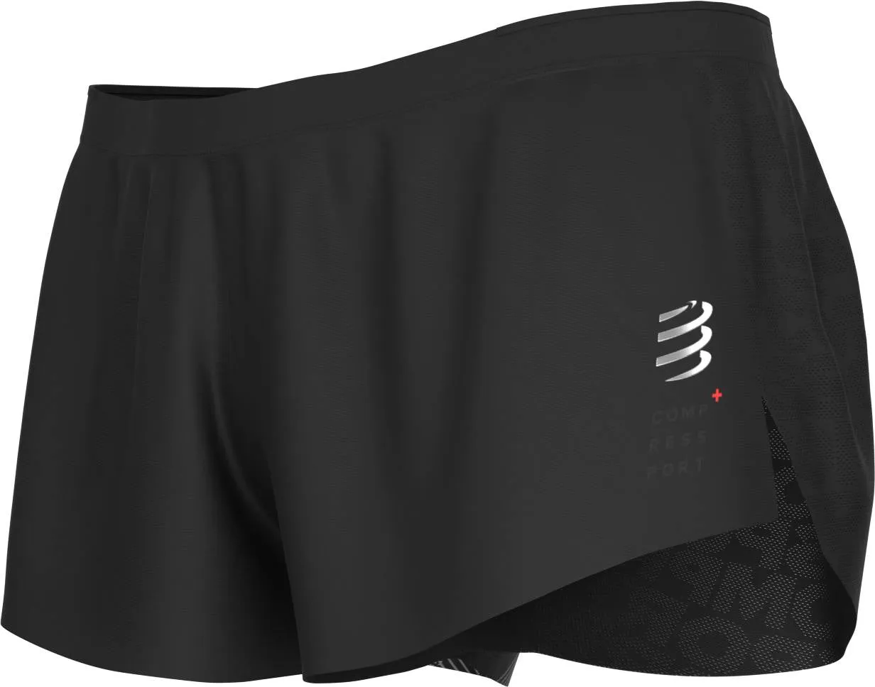 Compressport Racing Mens Split Running Shorts - Black Soft Material