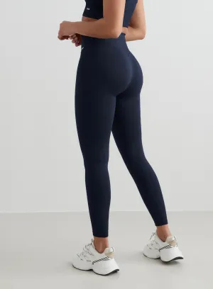Stretch Fit Fitness Lover Extra Soft Luxury Choice Navy Ribbed Seamless Tights