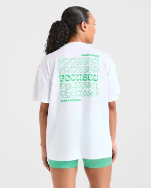 Comfortable Wear Focused Wavy Oversized T Shirt - White/Green MoistureWicking All Time Use