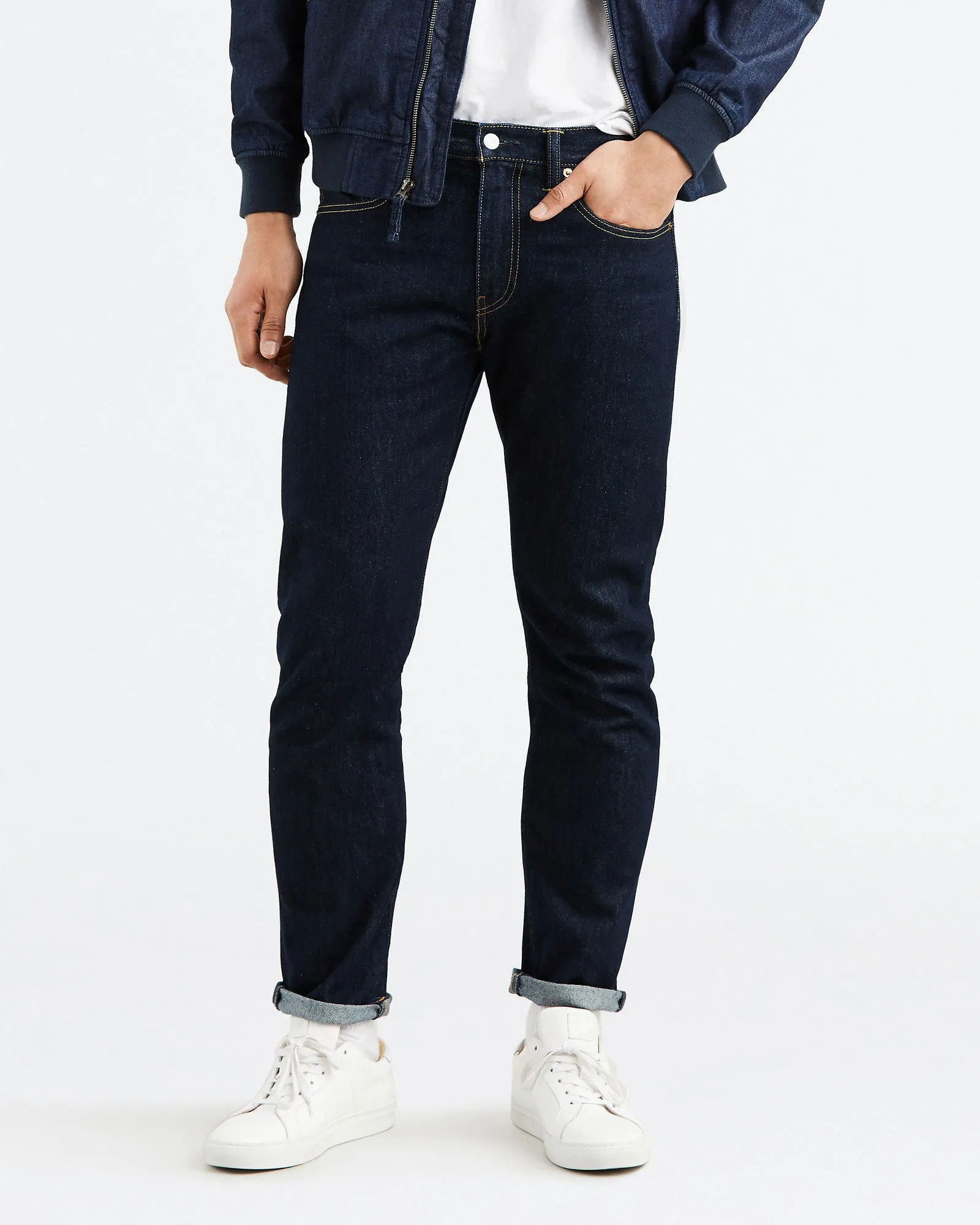 Levi's? 502 Regular Tapered Mens Jeans - Onewash Blue Cropped length Clean Vibe