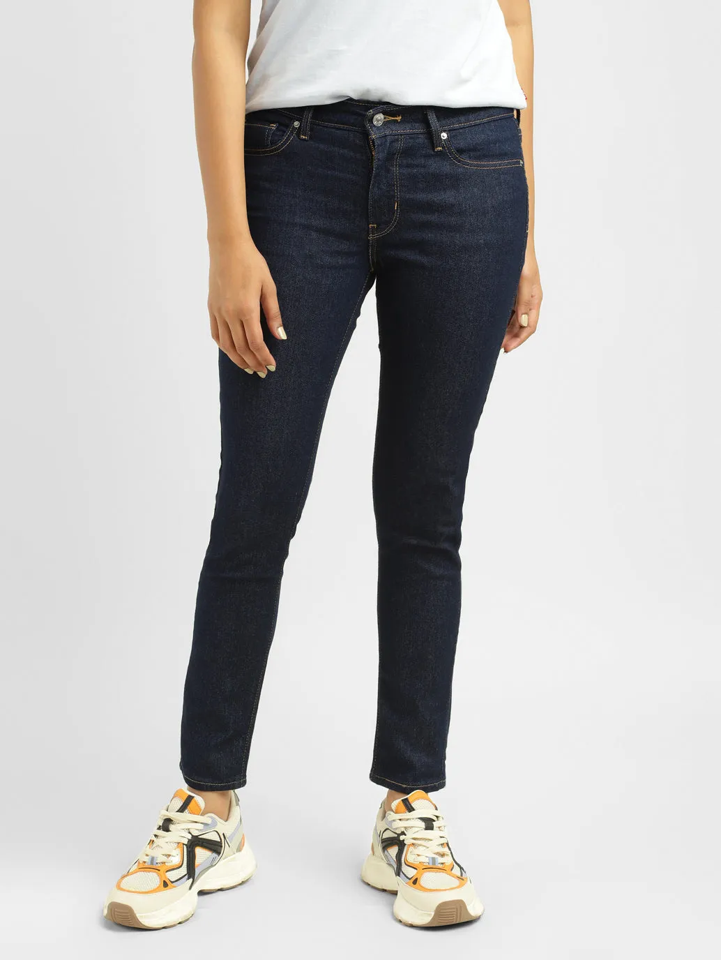 Elegant Adult Fashion Women's 711 Indigo Skinny Fit Mid Rise Jeans