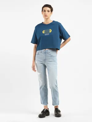 Women's 724 Blue Straight Fit High Rise Jeans School Fit Professional Wear Premium Winter Warmth