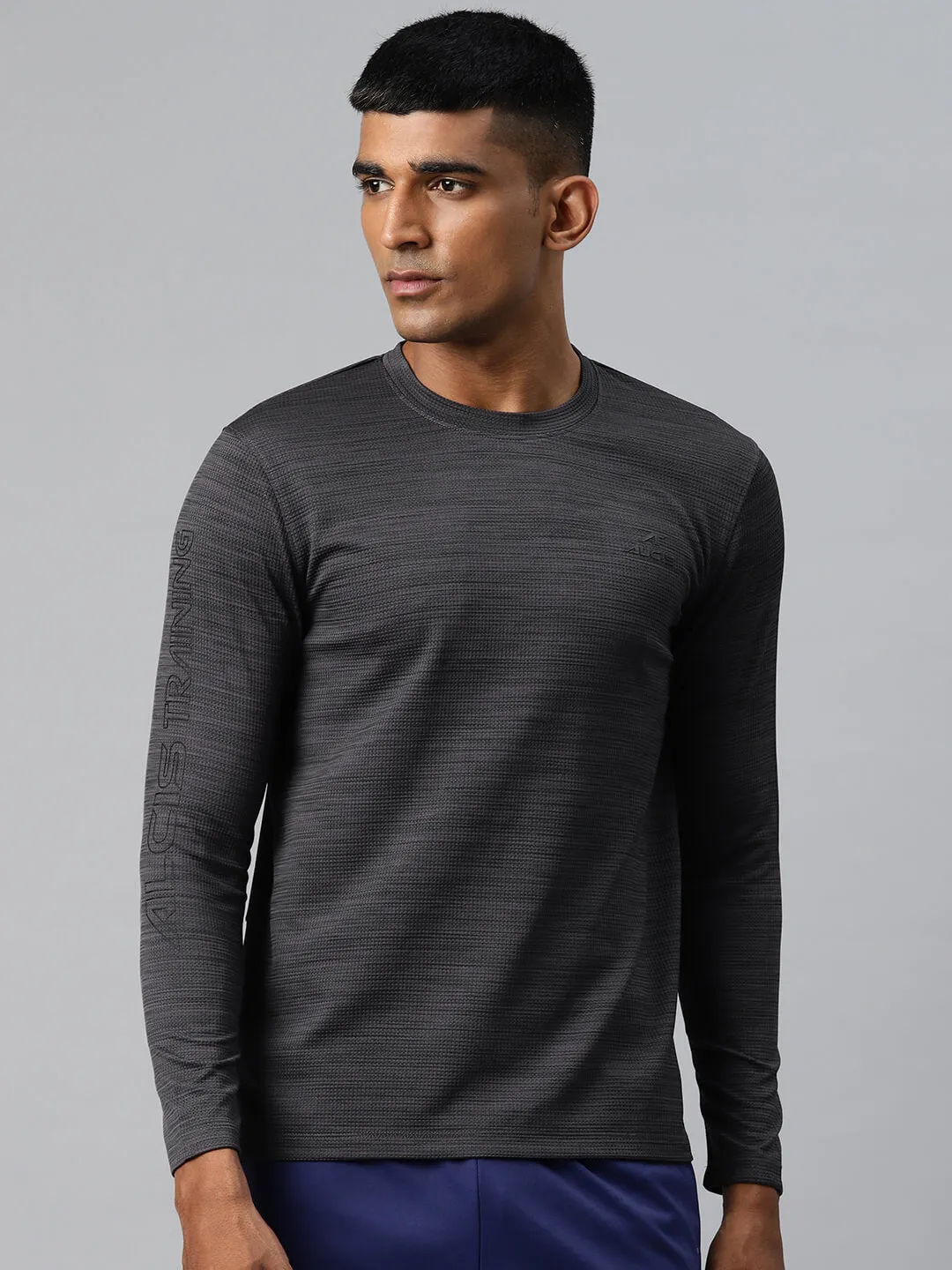 Alcis Men Typography Printed Dry Tech Slim Fit Sports T-shirt NoRubEdging