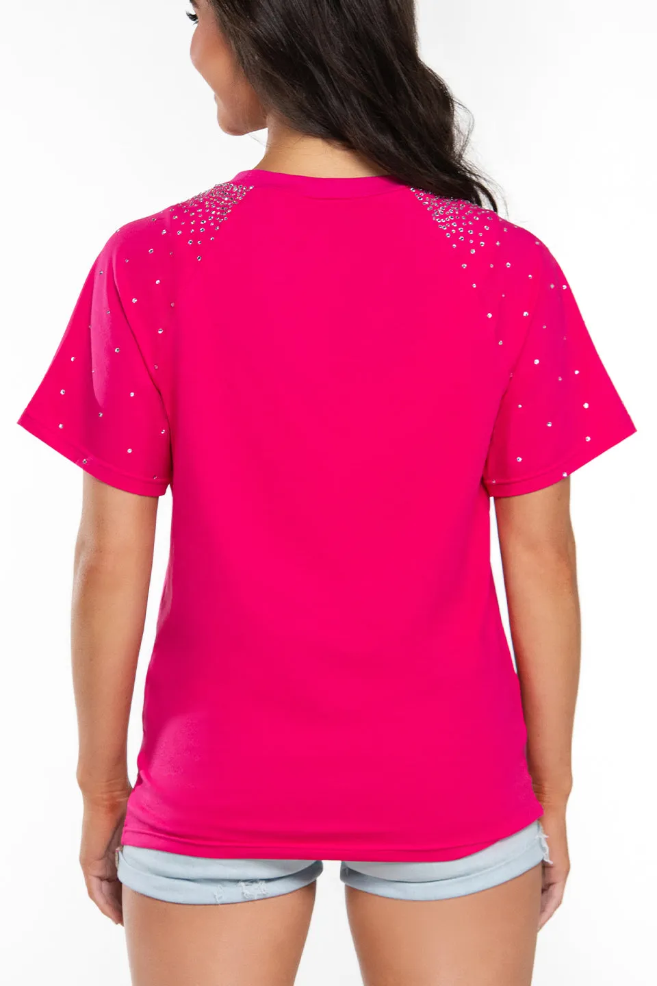 Cool Glow America's Sweethearts Tee with Crystals in Pink