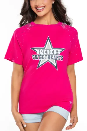 America's Sweethearts Tee with Crystals in Pink Organza Fit Calm Core