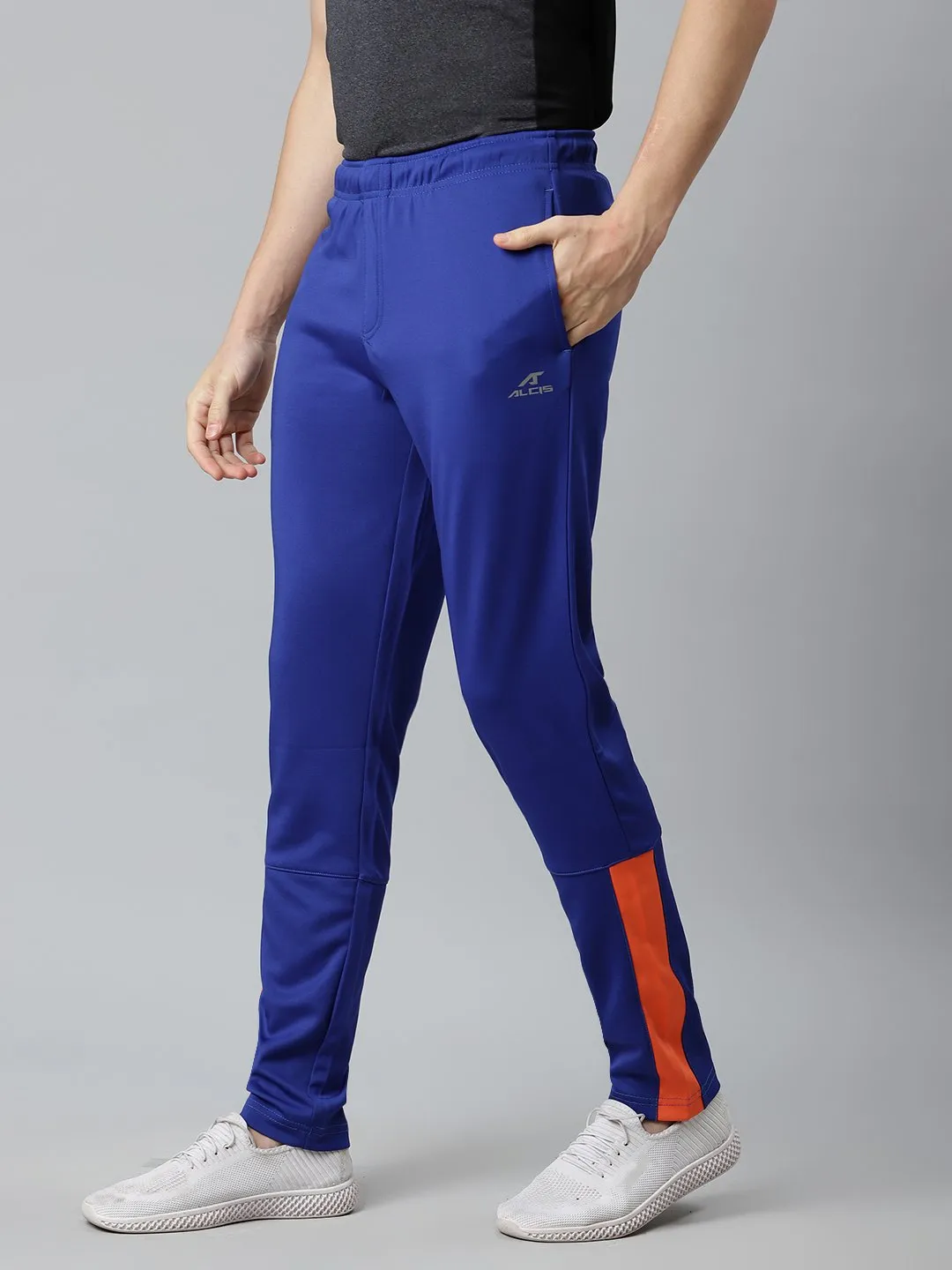 Alcis Men Blue Slim Fit Solid Track Pants FlexibleMobilityDesign LowProfileStitching