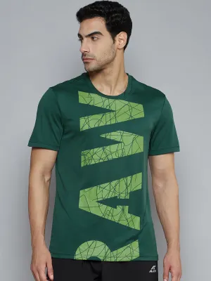 Star Light Train Ease Alcis Men Green Typography Printed Slim Fit T-shirt