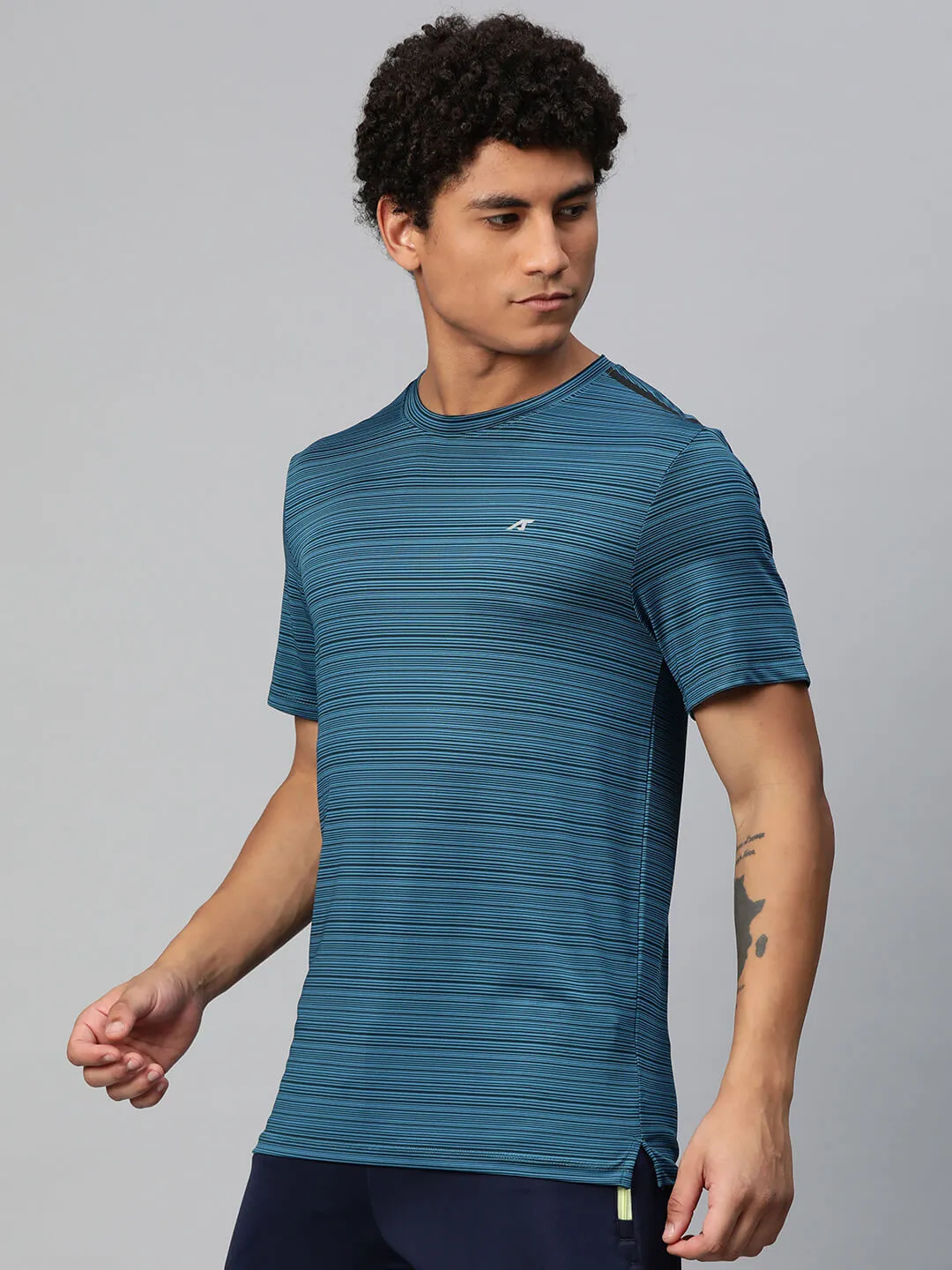 Alcis Men Striped Anti Static Slim Fit T-shirt Art Mood