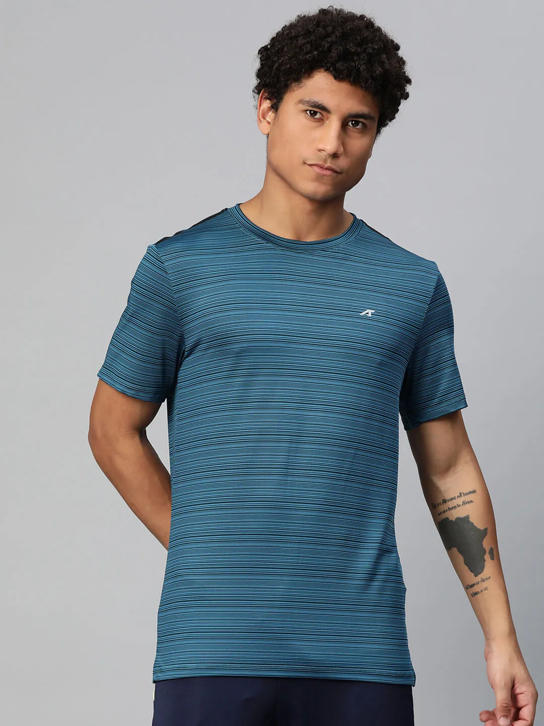 Glow Core Alcis Men Striped Anti Static Slim Fit T-shirt