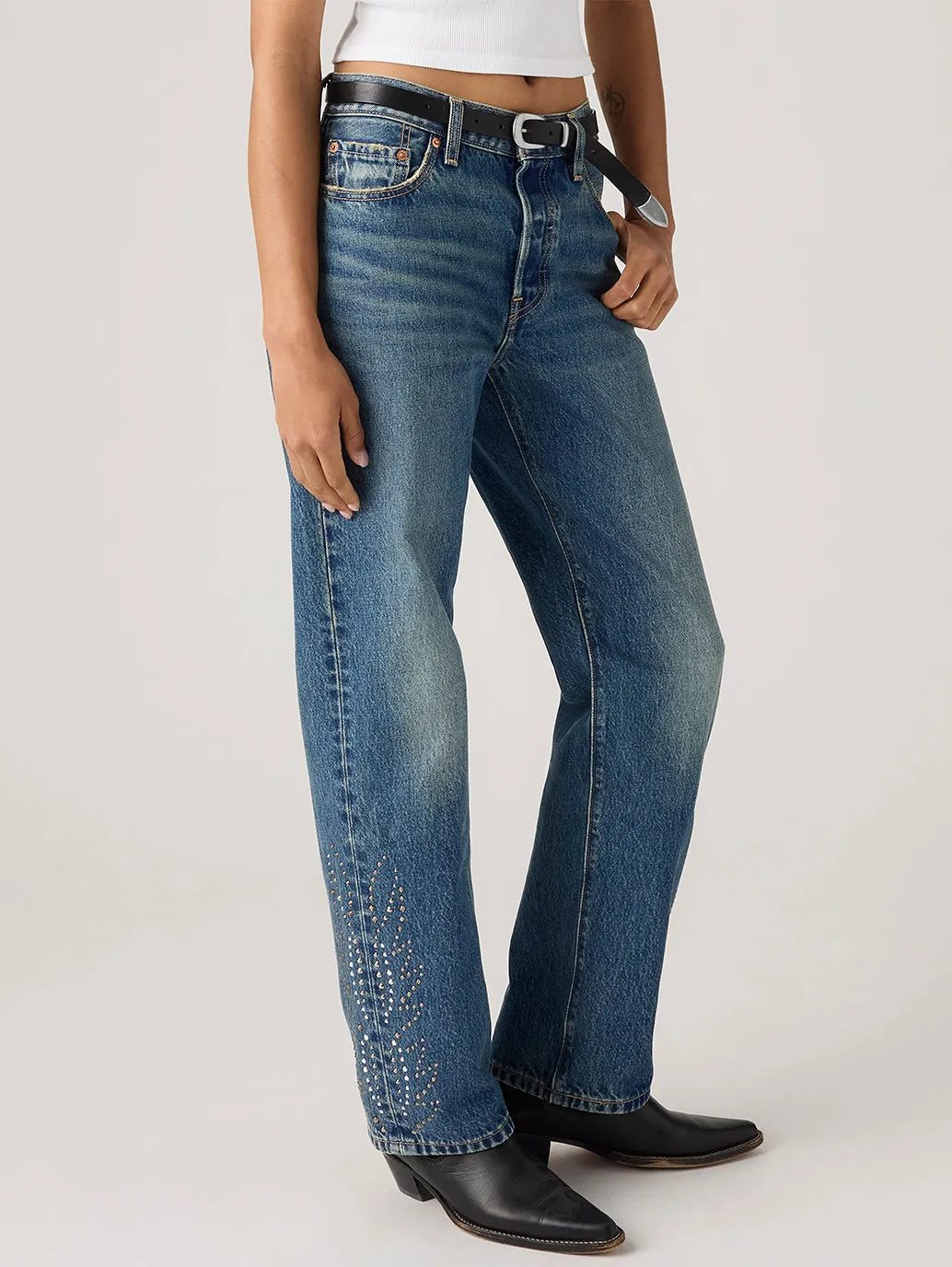 Timeless casual Versatile Weekend Style Women's 501'90s Dark Indigo Straight Fit Mid Rise Jeans
