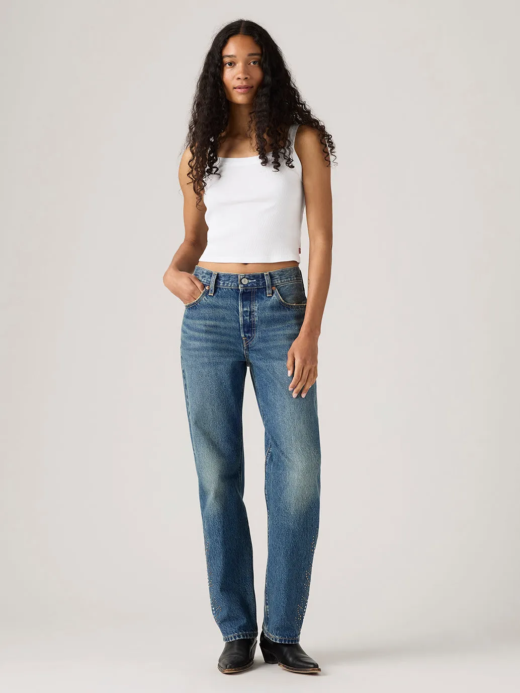Women's 501'90s Dark Indigo Straight Fit Mid Rise Jeans Mid Rise Structure Relax Mode