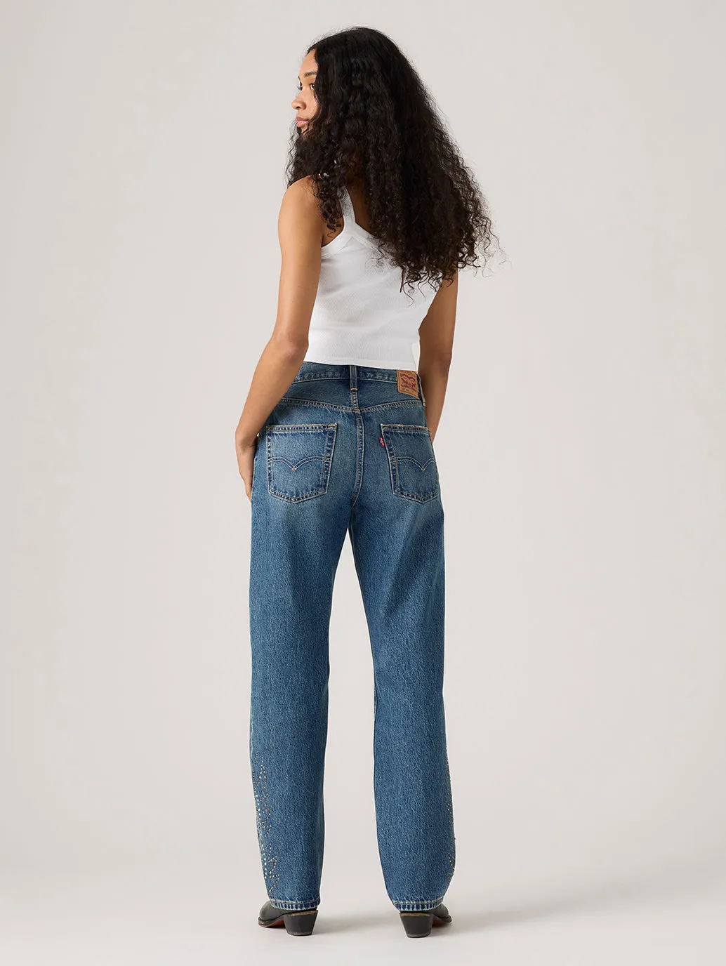 Daily Casual Urban Casual Women's 501'90s Dark Indigo Straight Fit Mid Rise Jeans