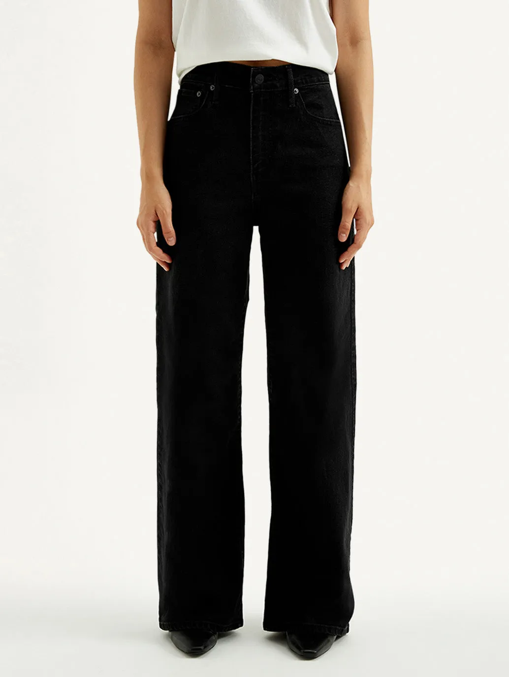 Fit For Every Day Women's Black Mile High Wide Leg Fit High Rise Jeans