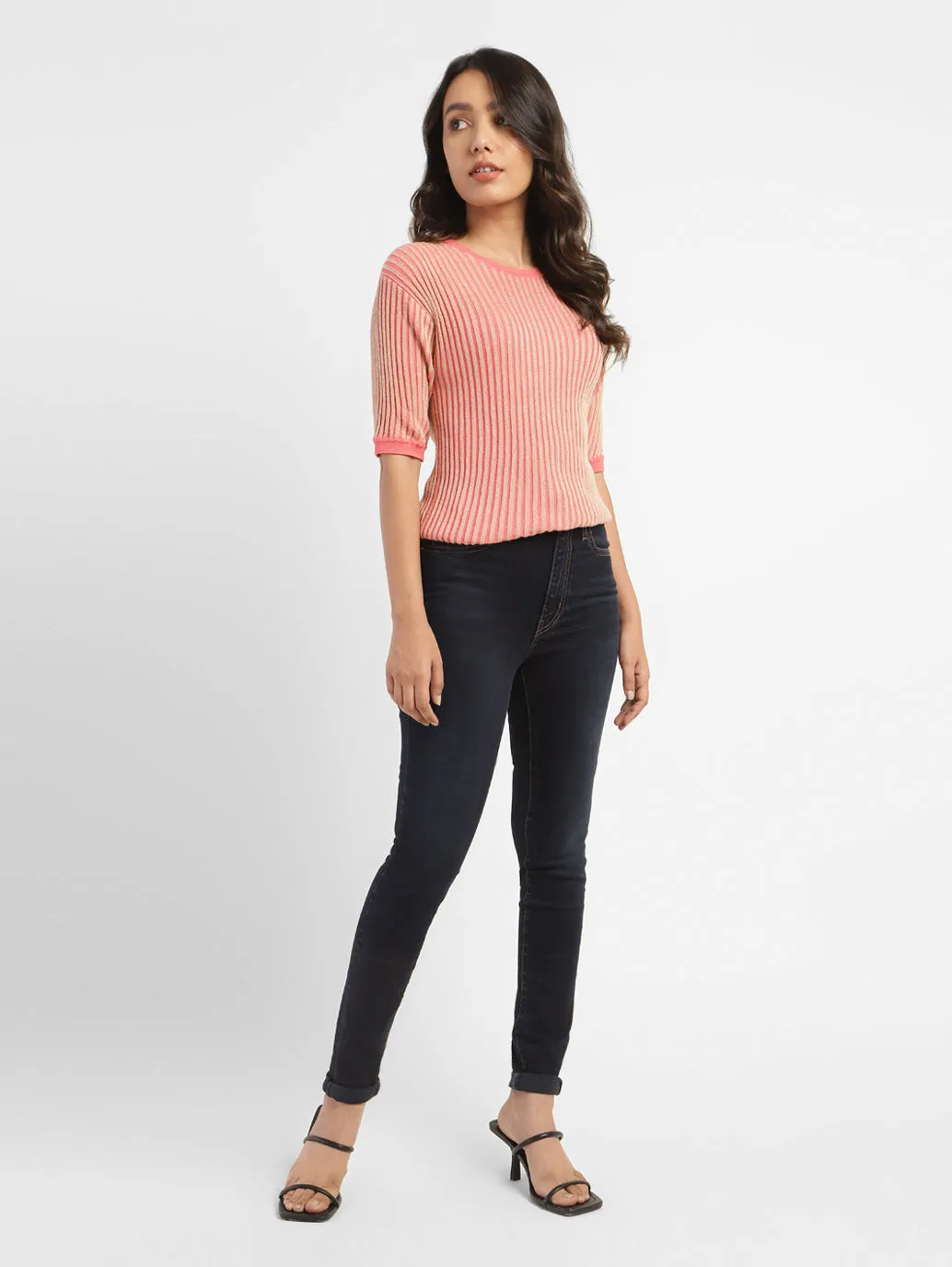 Women's Navy Blue Mile High Wide Leg Fit High Rise Jeans Calm Aesthetic