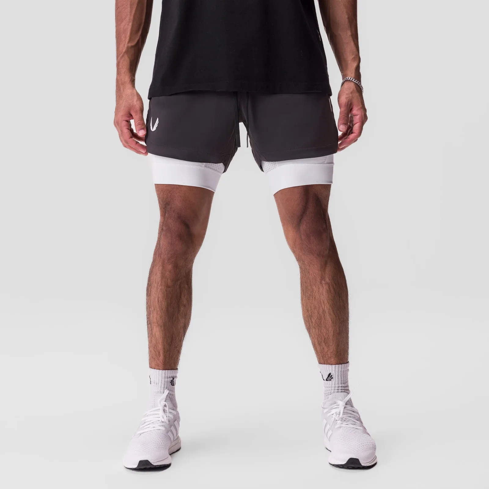 Mesh Ventilation Zones dress shorts 0865. Tetra-Lite? 5" Liner Short - Space Grey / White / White "Wings"