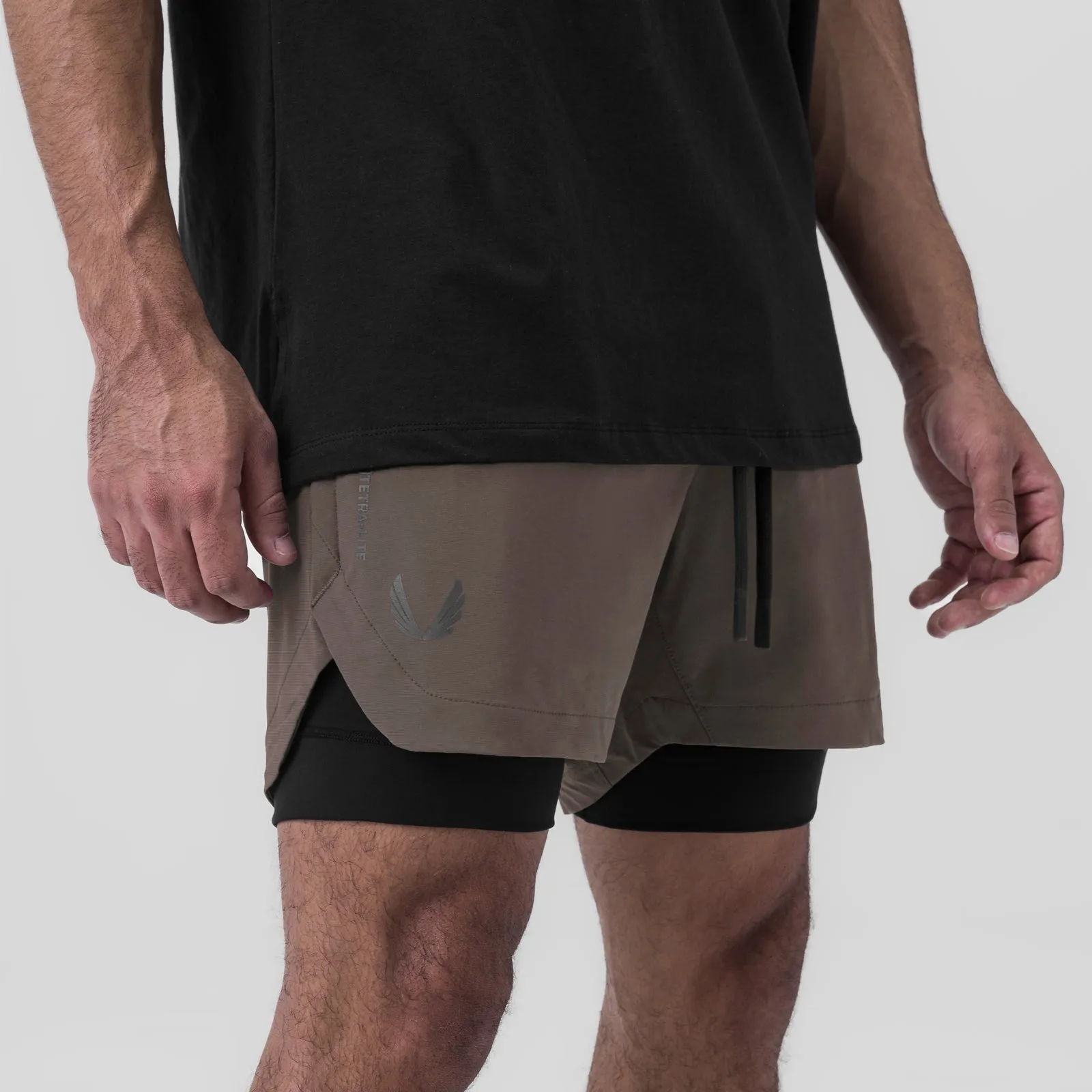 Travel Light 0865. Tetra-Lite? 5" Liner Short - Deep Taupe "Wings"/Black