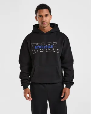 Athletics Oversized Hoodie - Black Layered Look Colorblock Panel Design