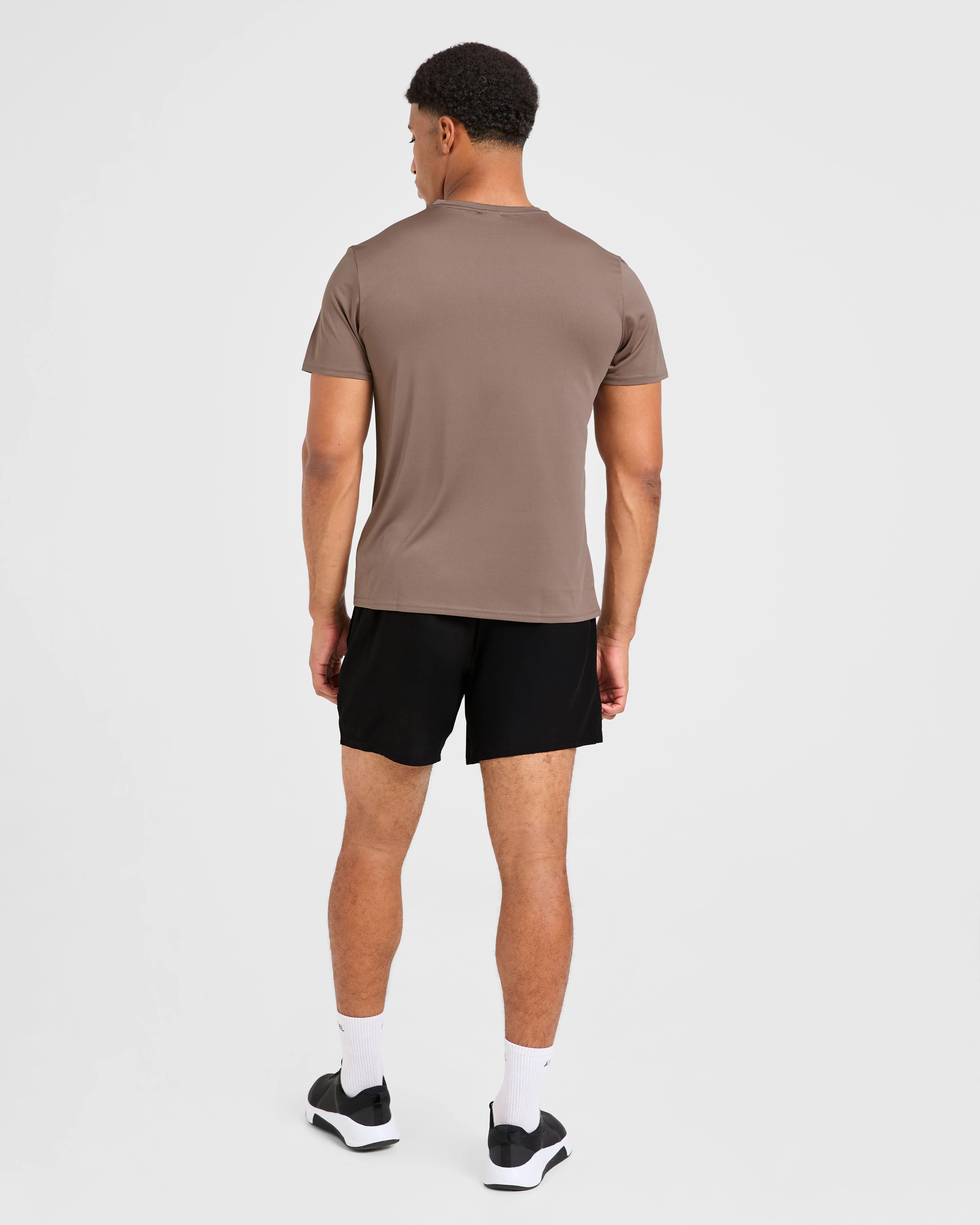 Versatile Outfit Side Vent Design Origin T Shirt - Mocha Brown