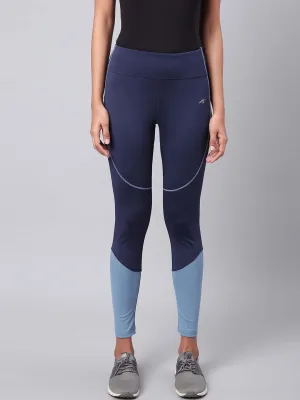 Cool Days Alcis Women Navy Blue Secure Fit Colourblocked Cropped Training Tights