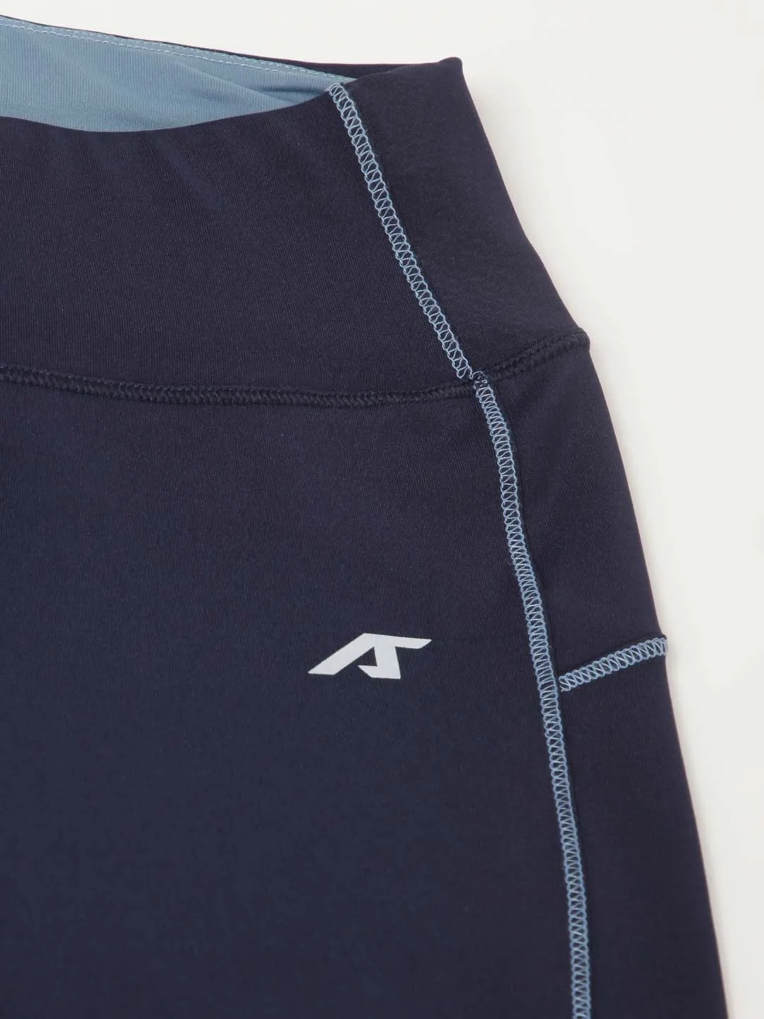 Alcis Women Navy Blue Secure Fit Colourblocked Cropped Training Tights School Sports Unisex Style Yoga Class Beginner Level