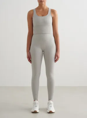 Grey Melange Ribbed Seamless Tights anti static