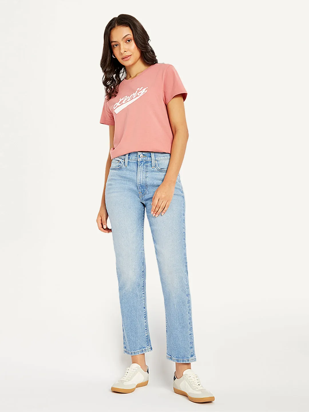 Base Style Women's Blue Wedgie Straight Fit Mid Rise Jeans