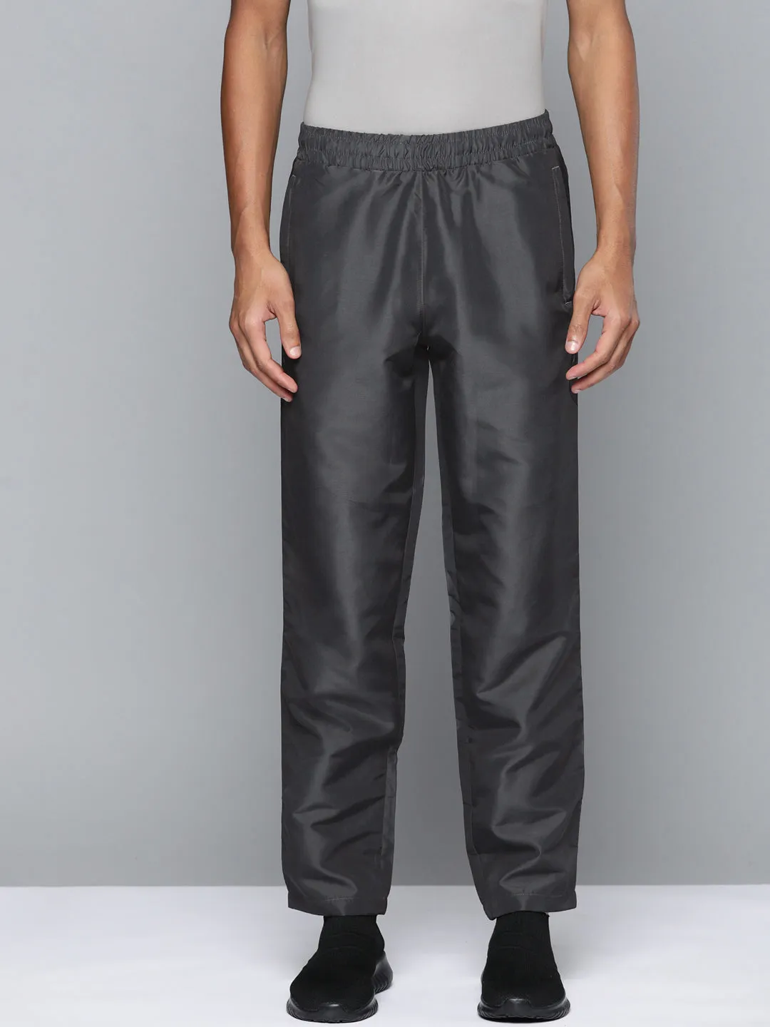 Alcis Men Grey Solid Track Pants SecureClosureSystem Roomy Fit