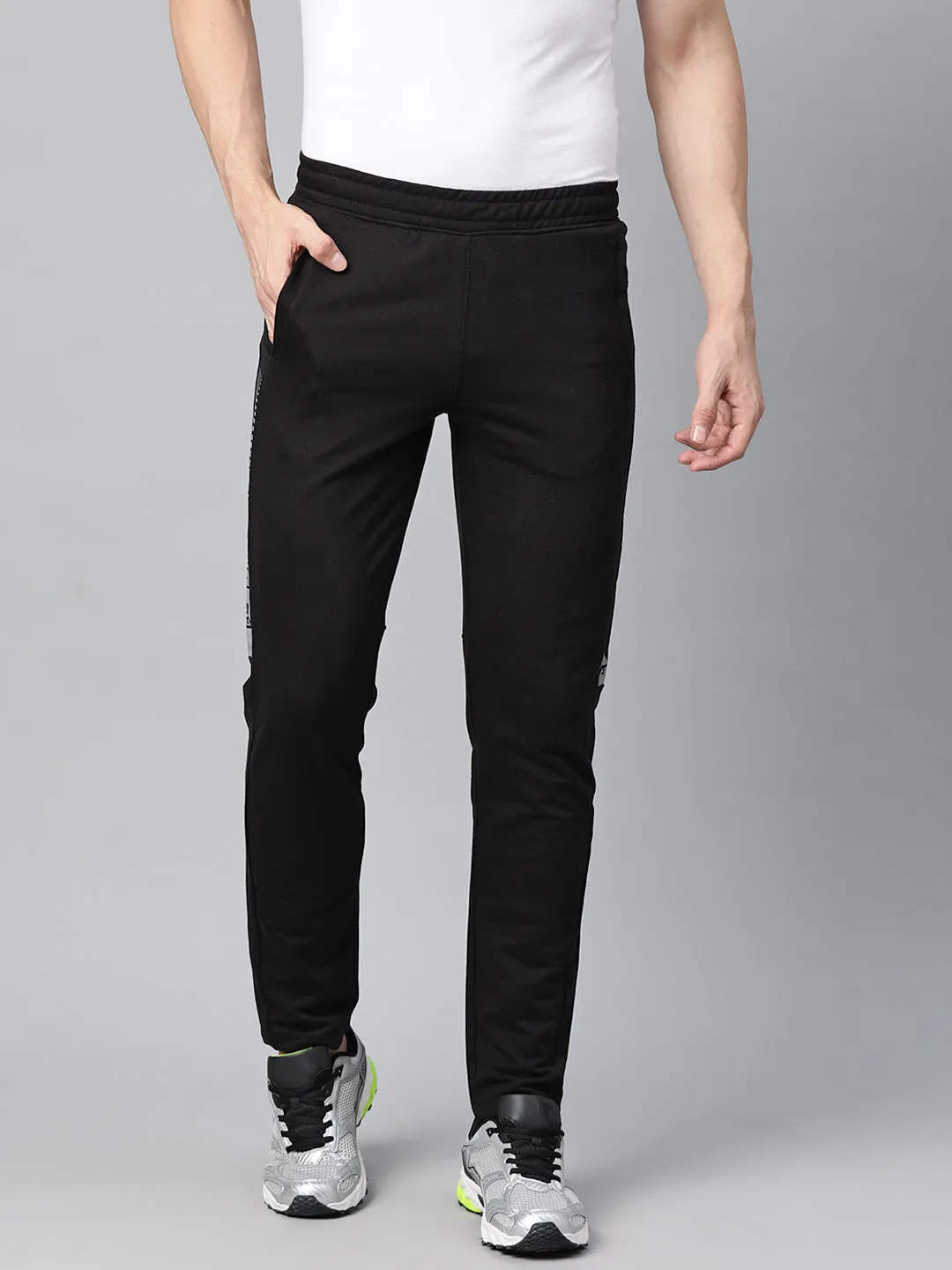 Stretch Motion Alcis Men Mid-rise Typography Printed Regular Track Pants