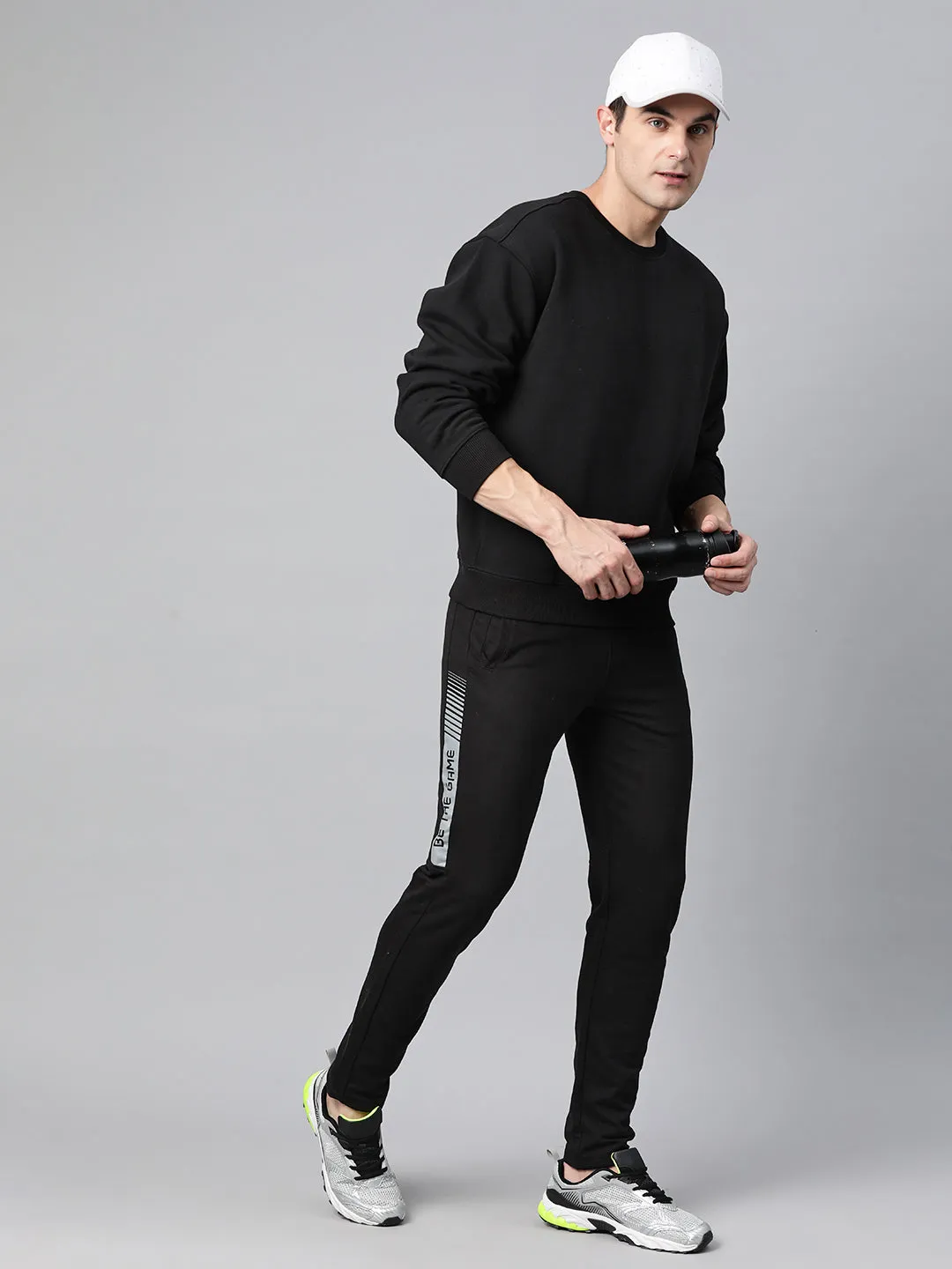 Alcis Men Mid-rise Typography Printed Regular Track Pants Trendy Waist