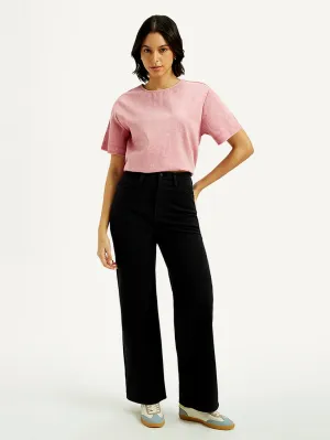 Perfect Basic Office Wear Modern Rainy Day Women's Redloop Black Ribcage Bell Bottom Wide Leg Fit High Rise Jeans