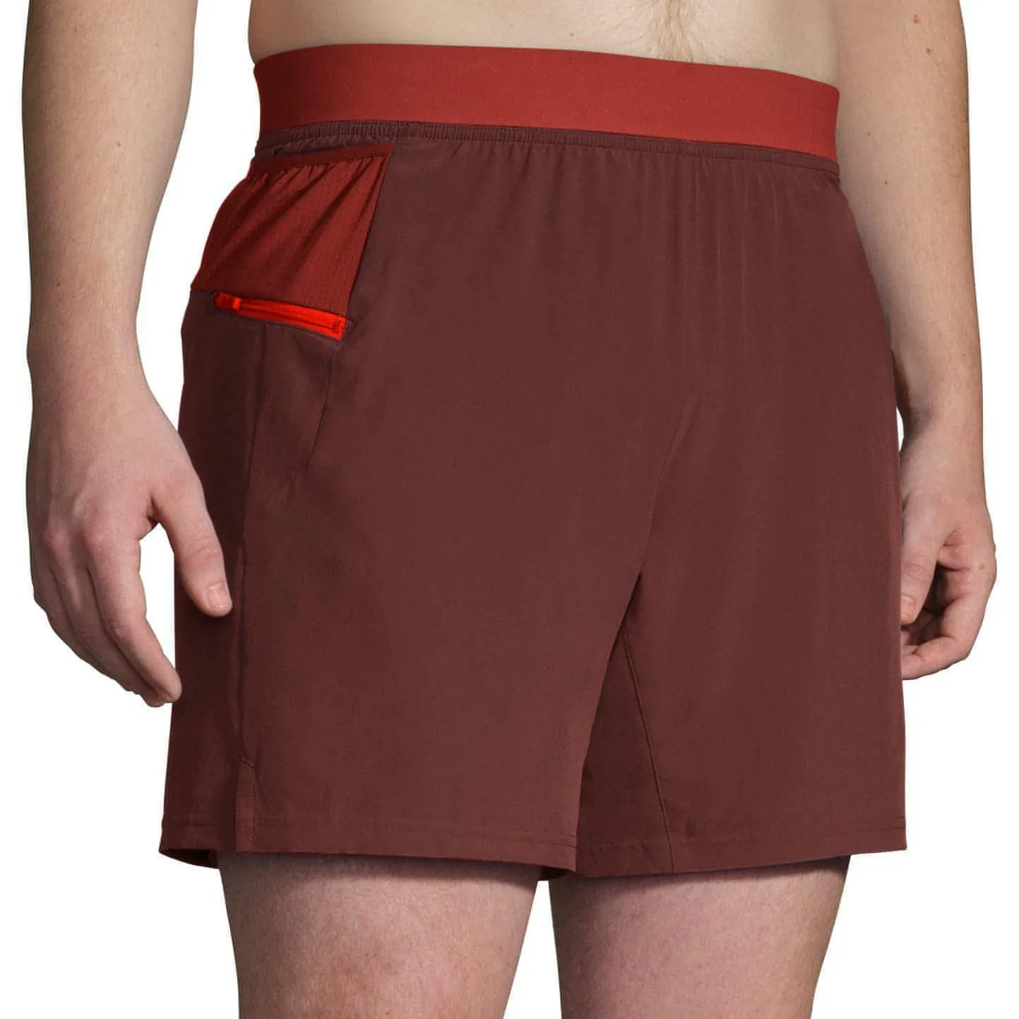 Double Layered Panels Brooks Sherpa 7 Inch 2 in 1 Mens Running Shorts - Red