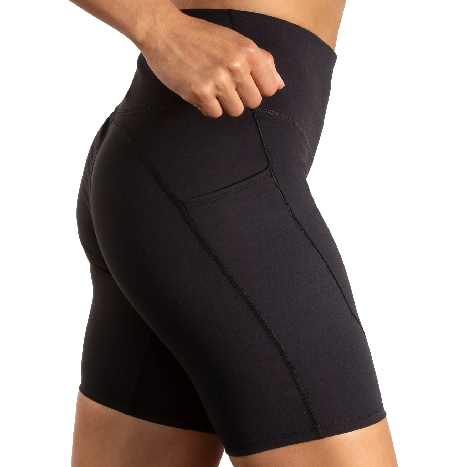 Brooks Spark 8 Inch Womens Short Running Tights - Black cyclists