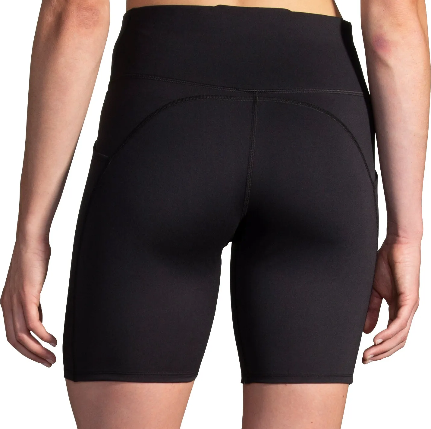 Brooks Spark 8 Inch Womens Short Running Tights - Black Low Bulk Construction Dual Zone Ventilation