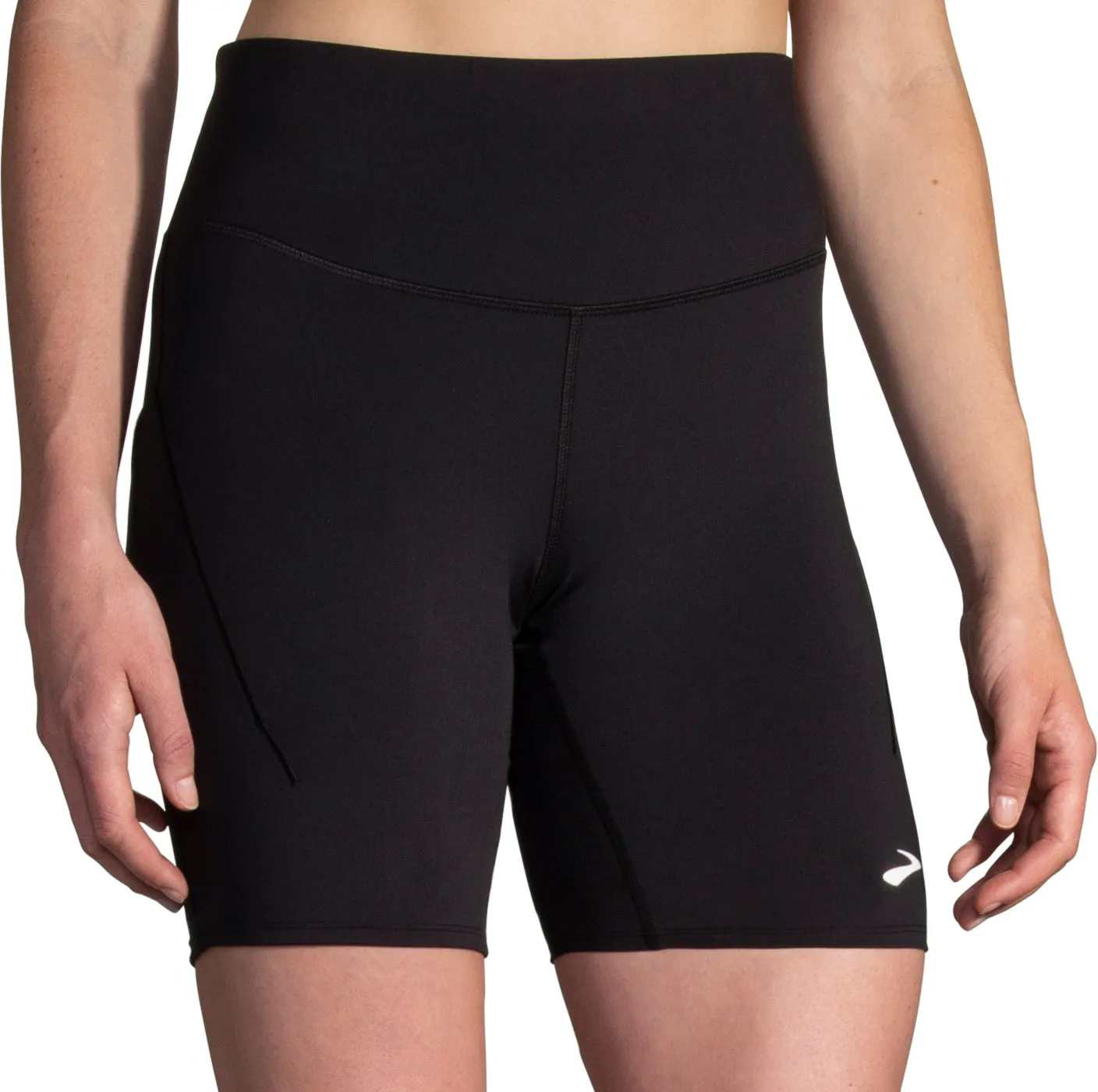 Brooks Spark 8 Inch Womens Short Running Tights - Black Reinforced Stitching