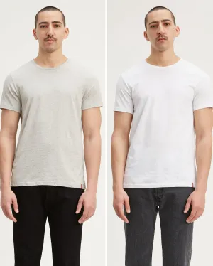 Cool Essential Comfy Option Levi's? Slim 2-Pack Crew Neck Tees - White / Medium Heather Grey