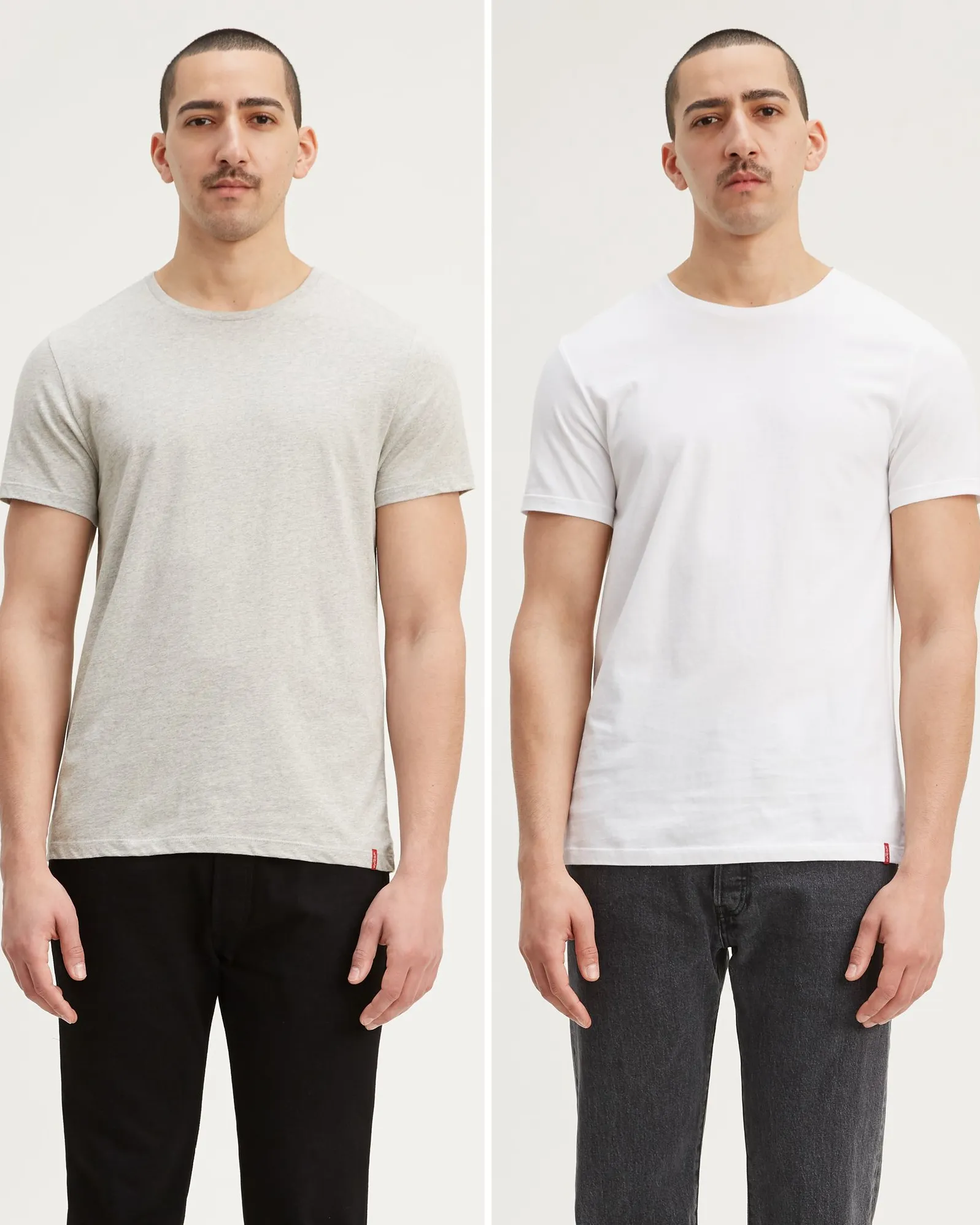 Daily Outfit Levi's? Slim 2-Pack Crew Neck Tees - White / Medium Heather Grey