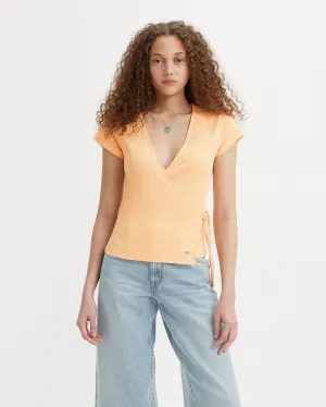 No Gap Waist Design Core Item Levi's? Womens Dry Goods Pointelle Wrap Tee - Almond Cream