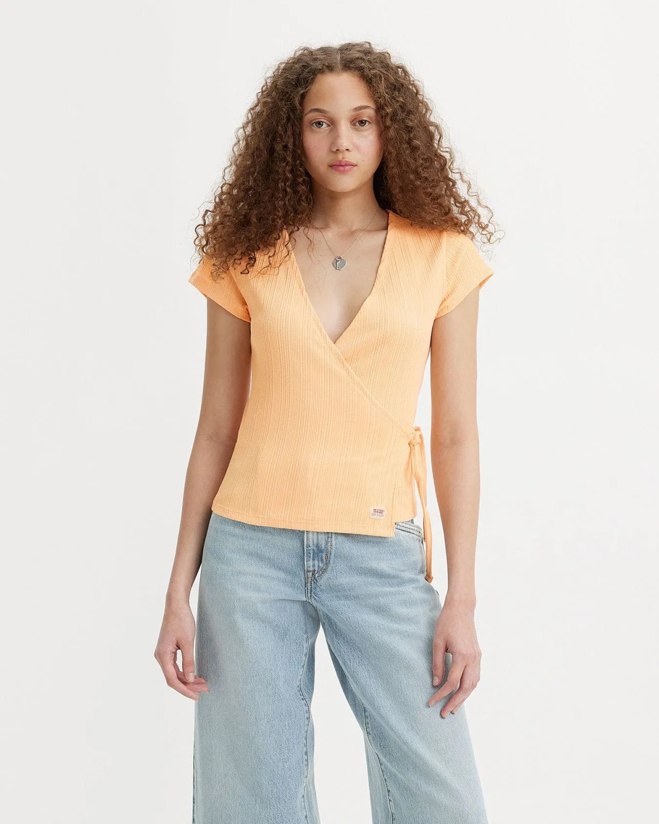 Levi's? Womens Dry Goods Pointelle Wrap Tee - Almond Cream Modern Earthy Party Look Earthy