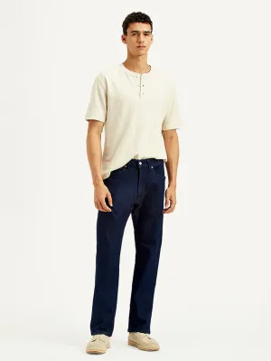 Quality Staple Men's 505 Navy Blue Straight Fit Mid Rise Jeans