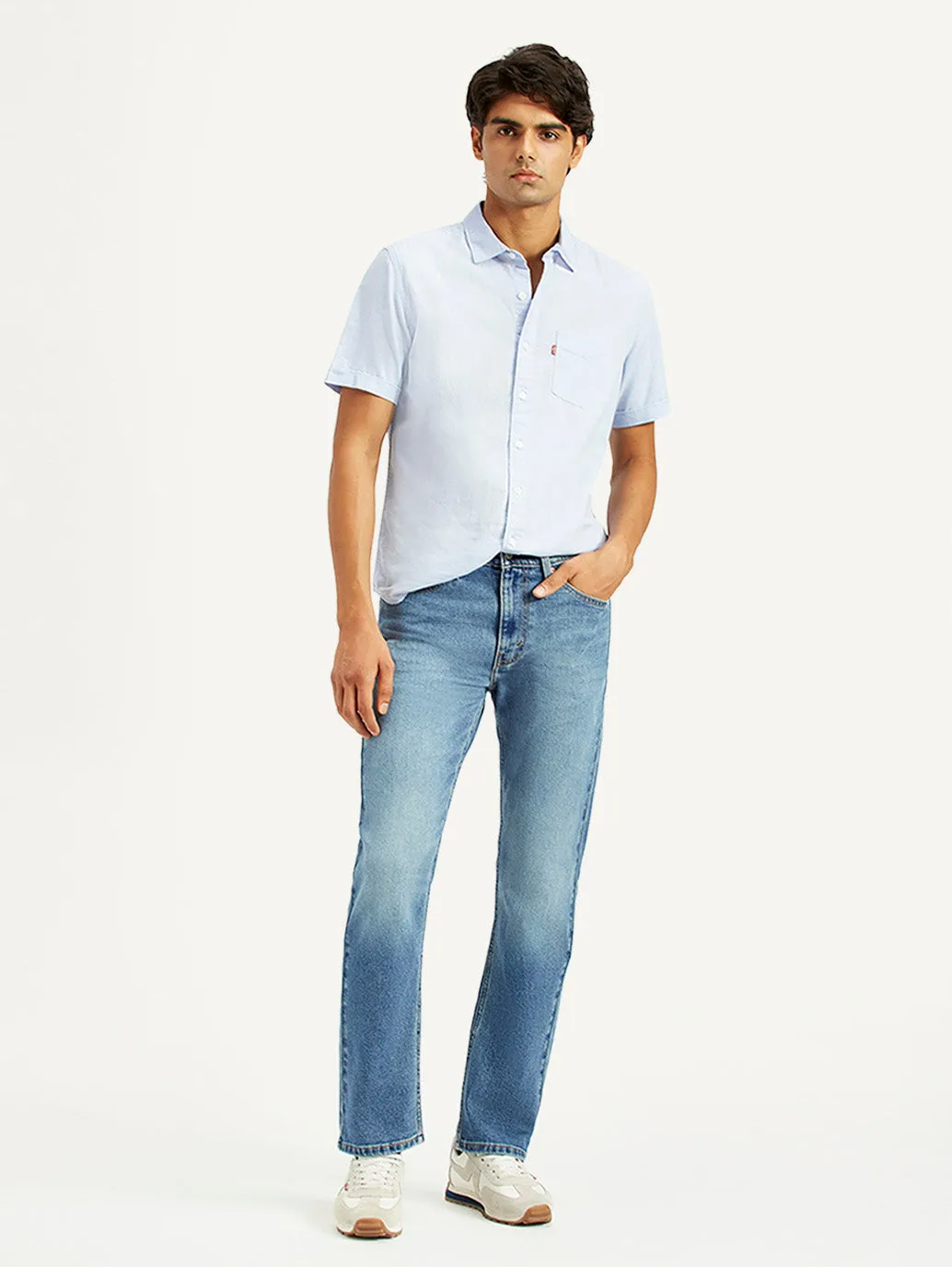 Men's 513 Med Indigo Slim Straight Fit Mid Rise Jeans Couple Look Lightweight Unisex Fit